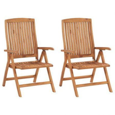 Reclining Garden Chairs 2 Pcs Solid Teak Wood