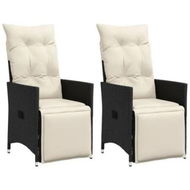 Detailed information about the product Reclining Garden Chairs 2 pcs with Cushions Black Poly Rattan