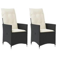 Detailed information about the product Reclining Garden Chairs 2 pcs with Cushions Black Poly Rattan