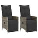 Reclining Garden Chairs 2 pcs with Cushions Grey Poly Rattan. Available at Crazy Sales for $289.95