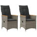 Reclining Garden Chairs 2 pcs with Cushions Grey Poly Rattan. Available at Crazy Sales for $249.95