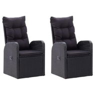 Detailed information about the product Reclining Garden Chairs 2 Pcs With Cushions Poly Rattan Black