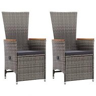 Detailed information about the product Reclining Garden Chairs 2 Pcs With Cushions Poly Rattan Grey