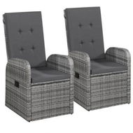 Detailed information about the product Reclining Garden Chairs 2 Pcs With Cushions Poly Rattan Grey