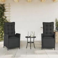 Detailed information about the product Reclining Garden Chairs 2 pcs with Footrest Black Poly Rattan