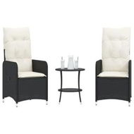 Detailed information about the product Reclining Garden Chairs 2 pcs with Table Black Poly Rattan