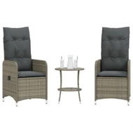 Detailed information about the product Reclining Garden Chairs 2 pcs with Table Grey Poly Rattan
