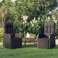 Detailed information about the product Reclining Garden Chairs with Cushions 2 pcs Black Poly Rattan