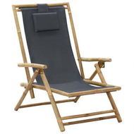 Detailed information about the product Reclining Relaxing Chair Dark Grey Bamboo And Fabric