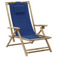 Detailed information about the product Reclining Relaxing Chair Navy Blue Bamboo and Fabric