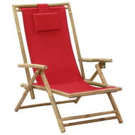 Detailed information about the product Reclining Relaxing Chair Red Bamboo And Fabric