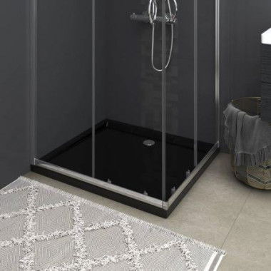 Rectangular ABS Shower Base Tray Black 80x90 cm