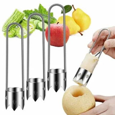 Red Bell Pepper Seed Corer Reusable Washable Stainless Steel Fruite Cutter Pepper Seed Remover Tool for Vegetables Fruit Corer Kitchen Gadget(3Pcs)