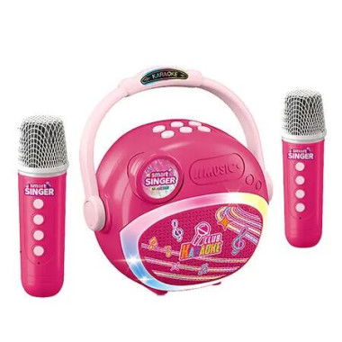 Red Bluetooth Dual Microphone Karaoke Speaker Toy Ideal For Home Karaoke Parties And Gatherings