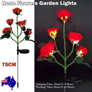 Detailed information about the product Red Bulk Solar Garden Lights 75cm Long Rose Flowers Yard Lamp Xmas Halloween Deco AU