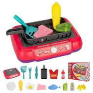 Detailed information about the product Red Fun Frying Pan Pretend Play Kitchen Toy Set Childrens Sound and Light Simulation Induction Cooker Toy
