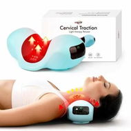 Detailed information about the product Red Light Neck Traction Pillow, Neck Stretcher for Neck Relief, Cervical Traction Device for Tension Headache and Neck Hump Corrector