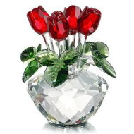 Detailed information about the product Red Rose Figurine Ornament Spring Bouquet Crystal Glass Flowers