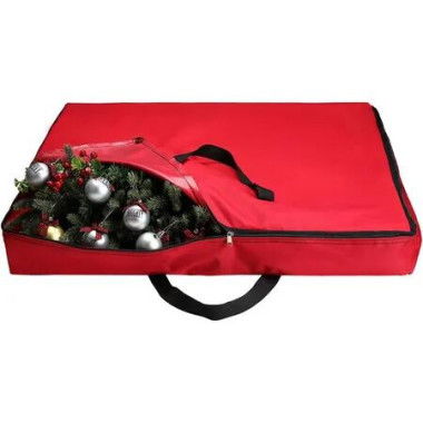 Red Square 76x76x11cm Christmas Wreath Storage Bag 600D Oxford Fits 30inch Wreaths & Ornaments