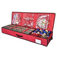 Detailed information about the product Red Storage Container for Bows, Ribbons and Wrapping Paper, Water-Resistant Christmas Gift Wrap Organizer with Interior Pockets,600D Oxford Fabric