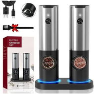 Detailed information about the product Refillable Auto Electric Salt and Pepper Grinder Set with USB Rechargeable Base,Bright LED light