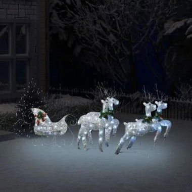 Reindeer & Sleigh Christmas Decoration 100 LEDs Outdoor Silver