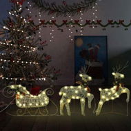 Detailed information about the product Reindeer & Sleigh Christmas Decoration - 60 LEDs Outdoor Gold.