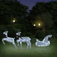 Detailed information about the product Reindeer & Sleigh Christmas Decoration - 60 LEDs Outdoor White.