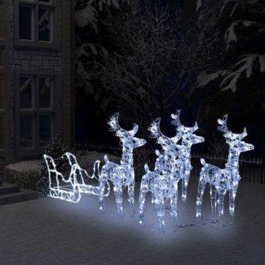 Reindeer & Sleigh Christmas Decoration 280x28x55 Cm Acrylic