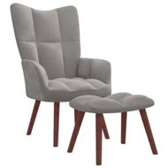 Detailed information about the product Relaxing Chair with a Stool Light Grey Velvet