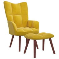 Detailed information about the product Relaxing Chair with a Stool Mustard Yellow Velvet