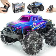 Detailed information about the product Remote Control Amphibious Monster Truck, 2.4GHz Dual Control with Watch & Controller, 360 Degree Rotating RC Car with LED Lights (Blue)