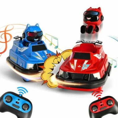 Remote Control Bumper Cars Toys, RC Race Vehicles Playset for Ages 5-7 Kids, Electronic Bump & Pop-up Game with 2 Figures, Christmas Birthday Gift