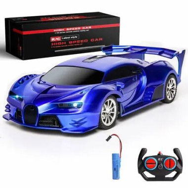 Remote Control Car 1:18 Rechargeable High Speed RC Cars Toys Boys Girls Vehicle Racing Hobby Headlight Xmas Birthday Gifts Kids Blue