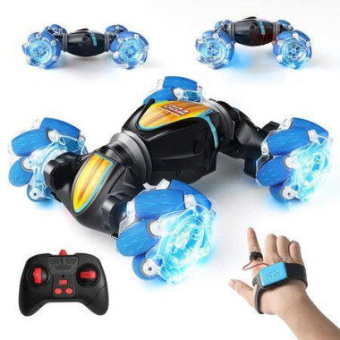 Remote Control Car for Kids and Adults, 4WD Gesture Sensor Remote Control Crawler, 2.4GHz Transformation RC Stunt Car with Light, Gift for Boys and Girls (Blue)