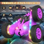 Detailed information about the product Remote Control Car, RC Car Toys with Lights and Headlights Car Toys Double-Sided 360 Degree Rotating 4WD Drift Truck for Boys Girls Birthday Gift (Purple)