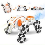 Detailed information about the product Remote Control Car RC Robot Dog 2.4GHz 4WD with 360 Degree Rotation with Lights and Spray, Clambing Stair Car Toys(Orange)