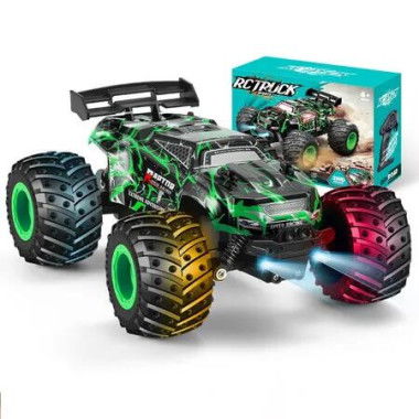 Remote Control Car,1/18 Scale Rc Cars,All-Terrain RC Truck with LED Light,2WD,Sturdy PVC Shell,Remote Control Truck for Age3+ (Green)