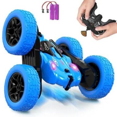Remote Control Car,360 Flips Rotating Stunt RC Cars,Double Sided RC Car with LED Lights,2.4Ghz All Terrain Rechargeable Electric Drift Car Toys for Ages 3+ Birthday Gift (Blue)