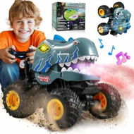 Detailed information about the product Remote Control Dino Monster Truck with Spray, Light and Music, RC Truck with 360 Degree Spins and Drifting, Remote Control Car for Boys Girls Blue