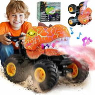 Detailed information about the product Remote Control Dino Monster Truck with Spray, Light and Music, RC Truck with 360 Degree Spins and Drifting, Remote Control Car for Boys Girls Orange