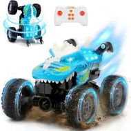 Detailed information about the product Remote Control Dino Stunt Car with LED Light, 2.4GHz RC Monster Truck Toy, All-Terrain Off-Road Vehicle Christmas Birthday Gift for Boys Girls (Blue)