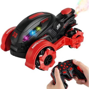 Remote Control Motorcycle, RC Dirt Bike with Light Music Drift RC Car Stunt Motorbike Gift for Kids,Red