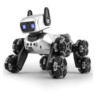 Detailed information about the product Remote Control Robot Dog Toys for Boys and Girls, Rechargeable Stunt RC Dog with Music Spray, Multiple Postures and LED Eyes (Silver)