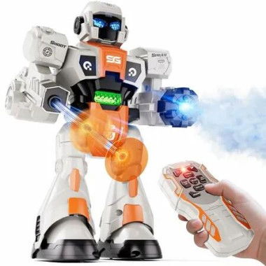 Remote Control Robot Toys with Walk Music Dance Spray Programmable Bot Kits Birthday for Age 3+ Year Old Boys Girls