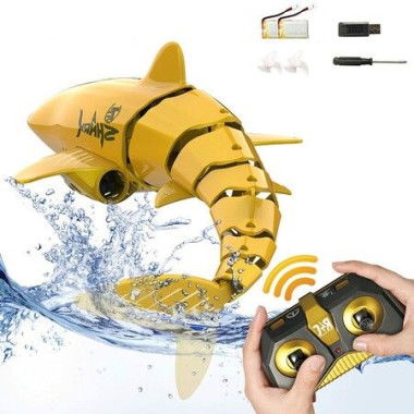 Remote Control Shark Toy 1:18 Scale High Simulation Shark Dual Batteries RC Shark For Swimming Pool.