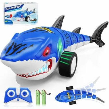 Remote Control Shark Toys,RC Shark Cars with Led Light,Rechargeable RC Robot Toy for Kids,360 Degree Rotating & Swinging Tail