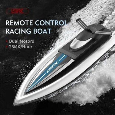 Remote Control Speedboat Toy, LSRC-B8 Remote Control High Speed Racing Boat, Waterproof, Radio Electric, 14 Years +, 2.4G (Black)
