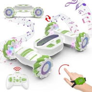 Detailed information about the product Remote Control Stunt Car, 2.4G Gesture Sensing Remote Control Car 4WD Toy Car with Lights and Music, Gift for Boys and Girls, Green