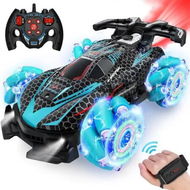 Detailed information about the product Remote Control Stunt Car, Gesture Sensing RC Cars for Boys Girls, 2.4GHz 4WD Remote Control Car with 360 Degree Rotating, Lights and Spray (Blue)